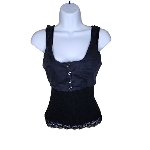 Vintage 90s Dolce & Gabbana Layered Tank Top Vest Womens XS Black Goth - Picture 1 of 10